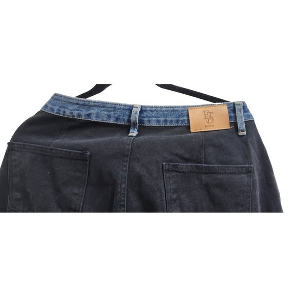 Edition Contrast Waist Jeans Black Denim Pants M/L 100% Cotton Y2K Style - Picture 8 of 16